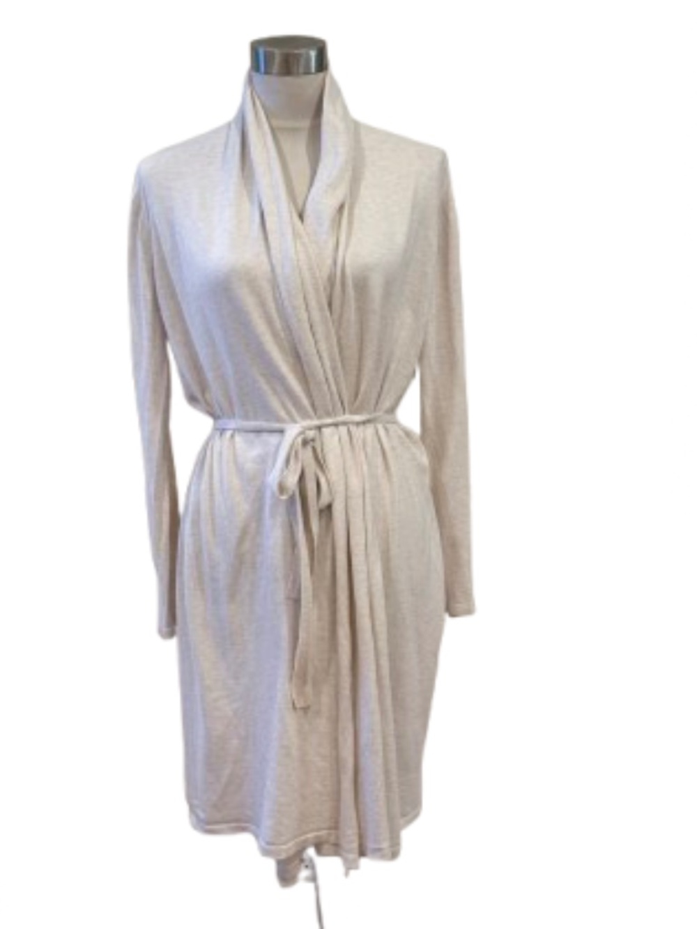UGG natural beige lightweight cotton shawl collar wrap bathrobe coverup L